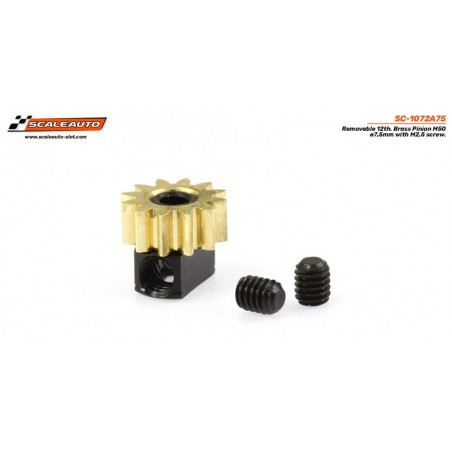 Scaleauto SC-1072A75 Piñón 12 dientes latón diam 7.5mm