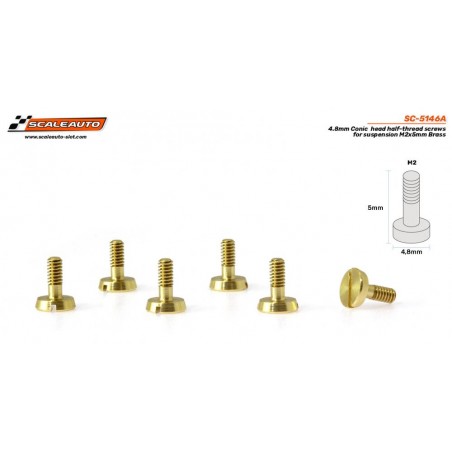 Scaleauto SC-5146A Tornillería latón suspensión cabeza cónica M2x5 mm
