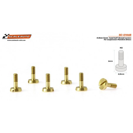 Scaleauto SC-5146B Tornillería latón suspensión cabeza cónica M2x6 mm