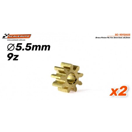 Scaleauto SC-1092A55 Piñón 9 dientes latón diam 5.5mm