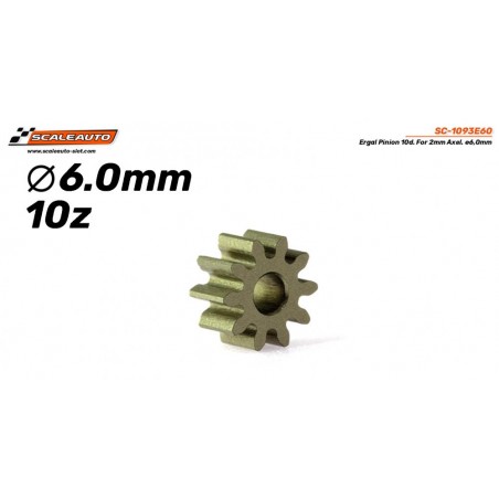 Scaleauto SC-1093E60 Piñón 10 dientes ergal diam 6mm