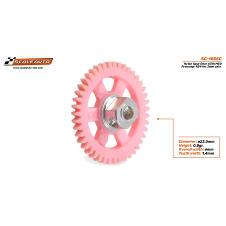 Scaleauto SC-1055C CORONA 43 DIENTES M50 NYLON PROCOMP-RS3 1/24
