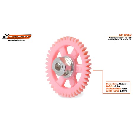 Scaleauto SC-1055C CORONA 43 DIENTES M50 NYLON PROCOMP-RS3 1/24