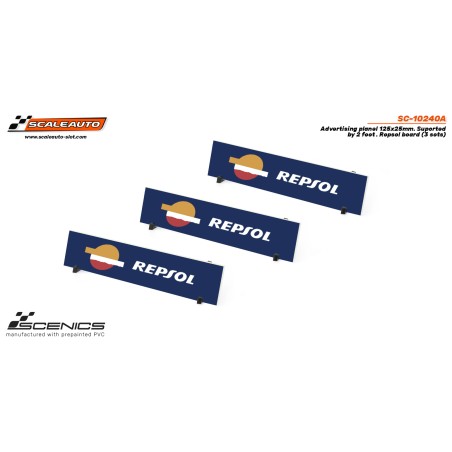 Scaleauto SC-10240A Paneles publicitarios Repsol 125x25 mm con soportes 3ud