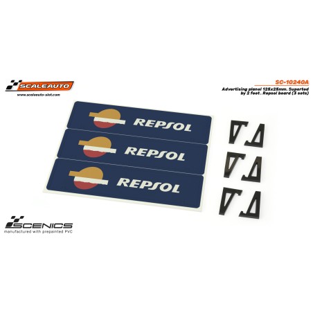 Scaleauto SC-10240A Paneles publicitarios Repsol 125x25 mm con soportes 3ud
