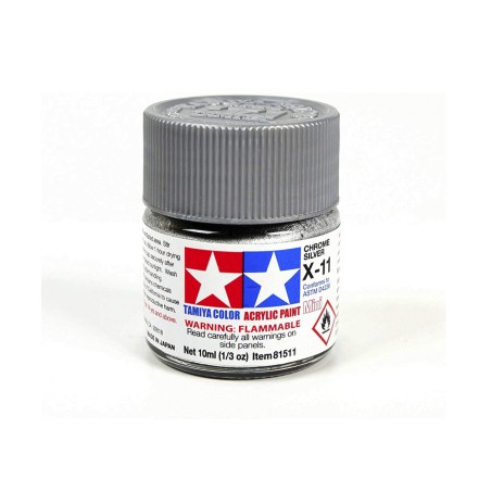 Tamiya TAM-81511 Pintura Acrílica 10 ml Plata cromado X-11