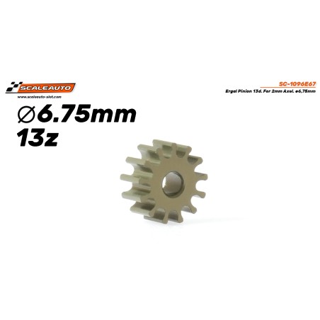 Scaleauto SC-1096E67 Piñón 13 dientes ergal diam 6.75mm