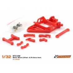 SOPORTE MOTOR AW RT3 OFFSET -0.75 MM EXTRA-HARD (ROJO) SCALEAUTO