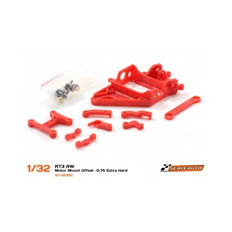 SOPORTE MOTOR AW RT3 OFFSET -0.75 MM EXTRA-HARD (ROJO) SCALEAUTO