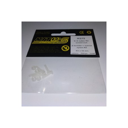 MITOOS M375 5 TORNILLO + TUERCA NYLON M2