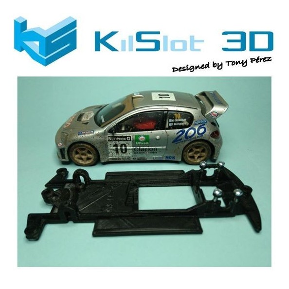 KILSLOT KS-CP2B CHASIS 3D LINEAL BLACK PEGEOT 206 WRC SCX