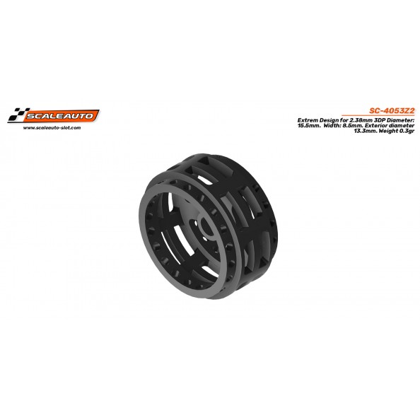 Scaleauto SC-4053Z2 Llanta plástico 3DP 15.5x8.5 extreme design