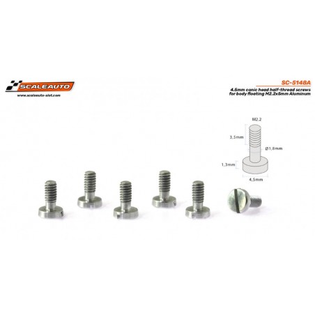 Scaleauto SC-5148A Tornillería aluminio carrocería cabeza cónica M2x5 mm