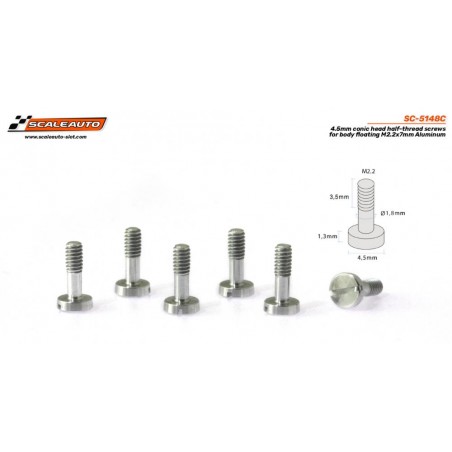 Scaleauto SC-5148C Tornillería aluminio carrocería cabeza cónica M2x7 mm